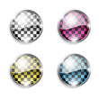 © SLdesign - Vector illustration of checkered race badges.