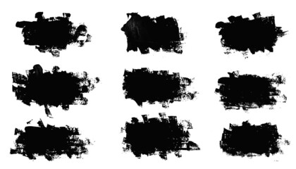 Wall Mural - set of black strokes of paint isolated on white background