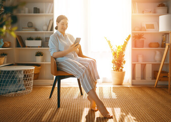 Wall Mural - woman using phone