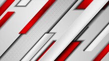 Bright Red And Grey Abstract Tech Geometric Motion Background With Glossy Stripes. Seamless Looping. Video Animation Ultra HD 4K 3840x2160