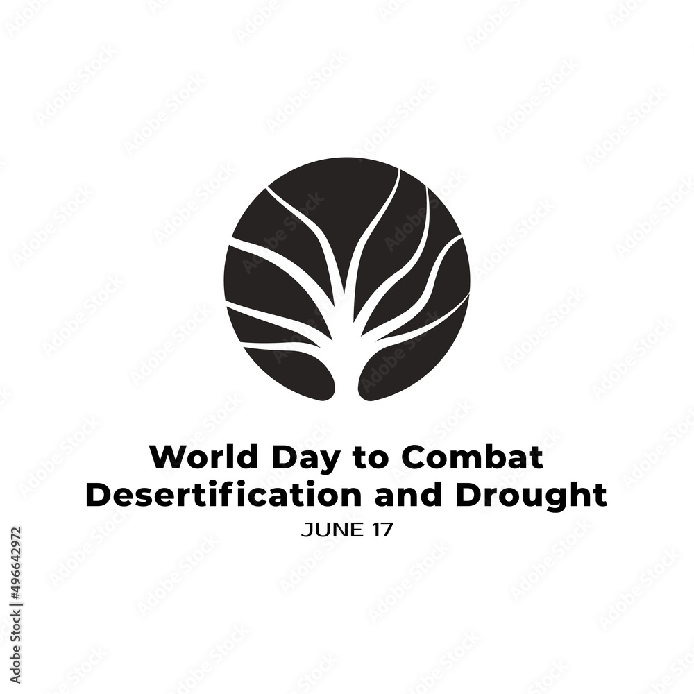 World day to combat desertification and drought logo symbol, Dry tree ...