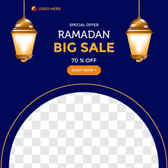 Wall Mural - Ramadan sale social media and marketing post. Social media banner template. Ramadan sale templates design