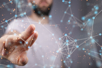cloud network Computer connects to internet server service for cloud data transfer