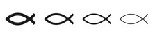 Christian Fish Set. Ichthys. Religious Symbol. Faith In Jesus Christ. Vector Illustration