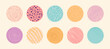 Set of round abstract patterns. Hand drawn doodle shapes.