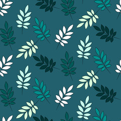  Vector seamless half-drop pattern, with leaves 