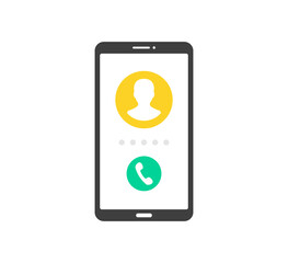 Poster - phone call. mobile phone with incoming call on screen. minimalistic flat design. vector illustration