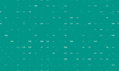 Poster - Seamless background pattern of evenly spaced white top symbols of different sizes and opacity. Vector illustration on teal background with stars
