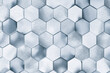 Abstract blue metal background. Geometric hexagons.