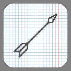 Arrow simple icon vector. Flat desing. On graph paper. Grey background.ai