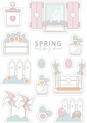 Wall Mural - Decorations. Easter Stickers with cute elements. Perfect for scrapbooking, greeting card, party invitation, poster, tag, stickers