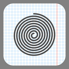 Wall Mural - Spiral simple icon. Flat desing. On graph paper. Grey background.ai