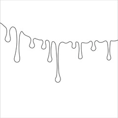 Dripping Paint Dripping liquid. Paint flows. Silhouette single line on a white background, isolated vector illustration.