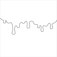 Wall Mural - Dripping Paint Dripping liquid. Paint flows. Silhouette single line on a white background, isolated vector illustration.