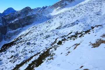 Wall Mural - Snowy mountains of Slovenian Alps