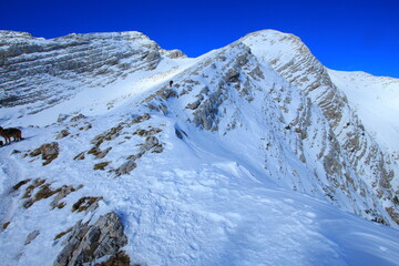 Wall Mural - Snowy mountains of Slovenian Alps