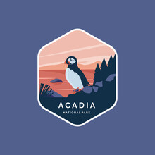 Acadia National Park Emblem Sticker Patch Vector Symbol Illustration Design 