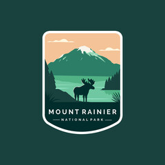 mount rainier national park emblem patch logo illustration