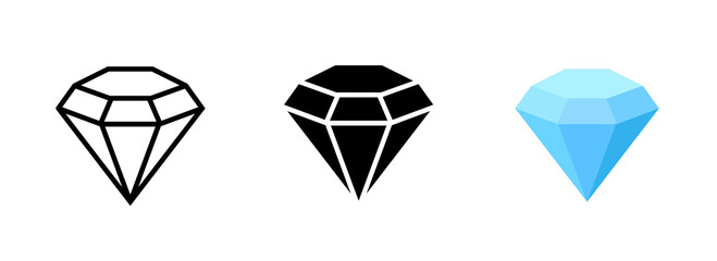 Diamond vector outline value icon. Diamond gem clipart jewel marriage symbol gemstone line flat image