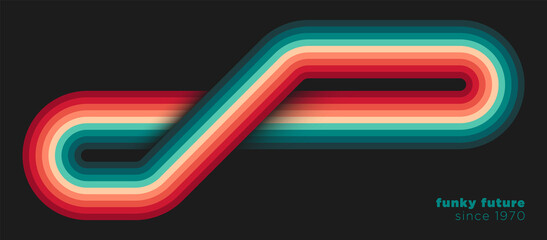 Poster - Retro style background design in abstract style with colorful lines. Vector illustration.