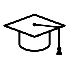 Graduate Hat Flat Icon Isolated On White Background