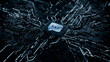 © RocknRoller Studios - Text Technology Concept with sms symbol on a Microchip. Data flows from the CPU across a Futuristic Motherboard. 3D render.