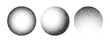 Circle noise texture dotwork grain 3D sphere planet dot vector halftone background, grunge grainy round spray