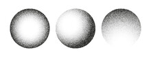 Circle Noise Texture Dotwork Grain 3D Sphere Planet Dot Vector Halftone Background, Grunge Grainy Round Spray