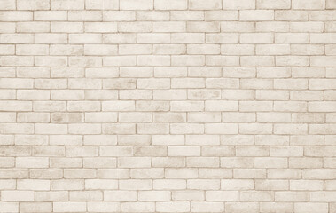 Wall Mural - Empty background of wide cream brick wall texture. Beige old brown brick wall concrete or stone textured design backdrop.
