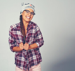 Poster - She has such a cute personality. Cropped shot of a young woman posing with a character beanie.