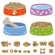 A bowl of food for dogs and cats. Vector illustration in a flat style, isolated on a white background.