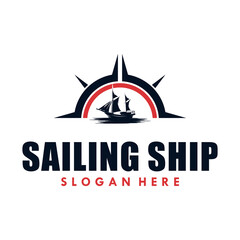 Poster - vector sailing ship and outdoor adventures logo