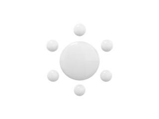 Poster - White mono color cartoon sun on a white solid background. Minimalistic design object. 3d rendering icon ui ux interface element.