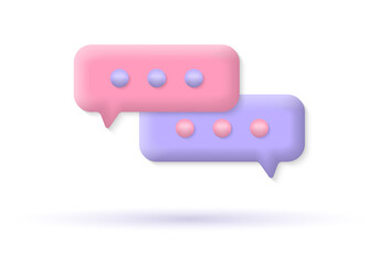Sticker - chat 3d icon. speech bubbles with dots. talk, message, dialog, conversation symbol. social media com