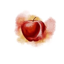 Watercolour Effect On Digital Painting Of An Apple