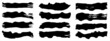© high_resolution - Vector collection of artistic grungy black paint hand made creative brush stroke set isolated on banner background. A group of abstract grunge sketches for design education or graphic art decoration