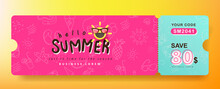 Summer Gift Promotion Coupon Banner Template With Beach Vibes