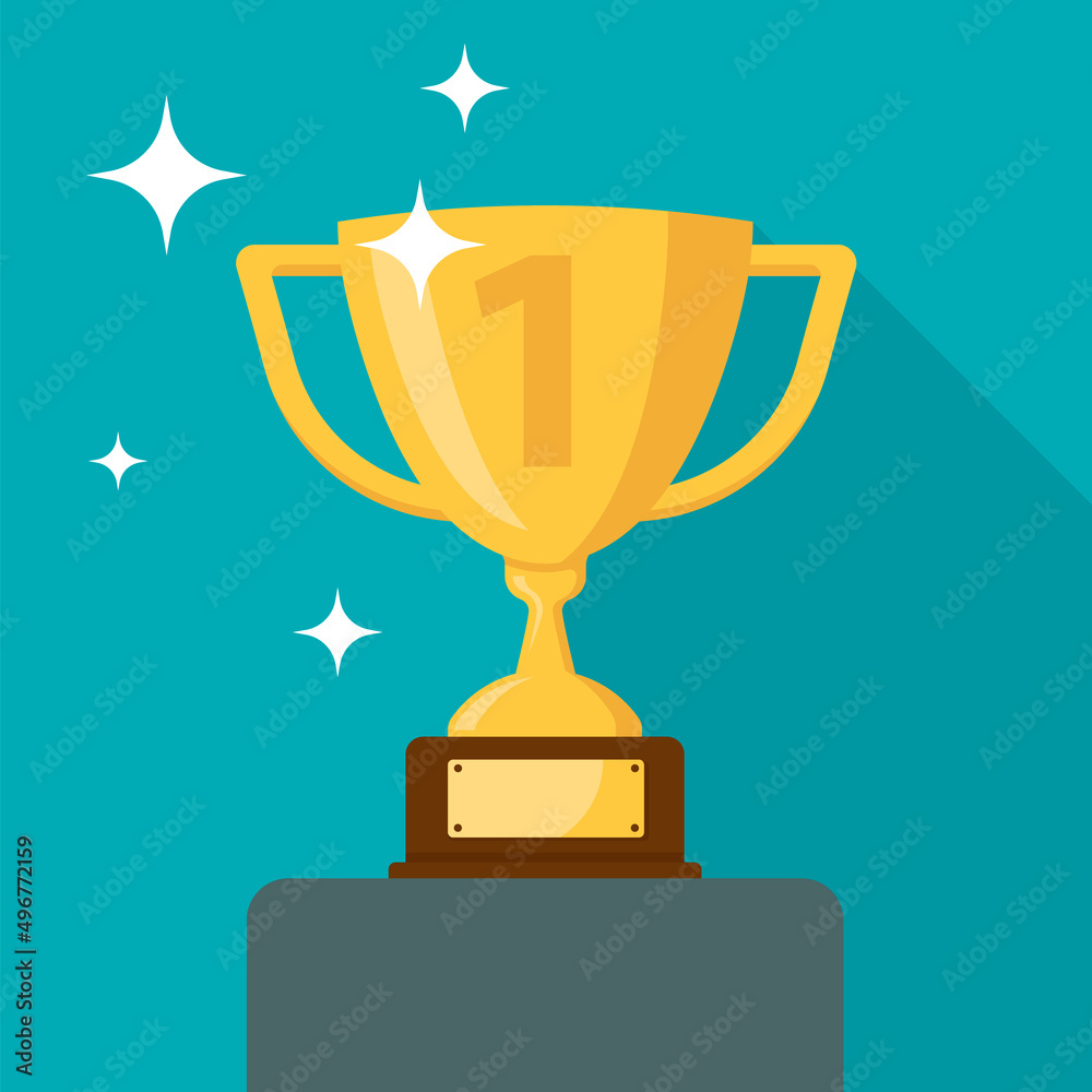 Trophy cup. Champion trophy. Shiny golden cup. Sport award. Winner prize.  Vector illustration. Stock Vector | Adobe Stock, image size:1000x1000