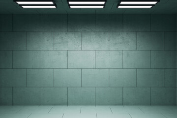 Poster - Clean gray grunge concrete interior with light and mock up place on wall. 3D Rendering.