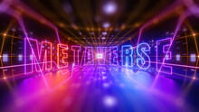 3d Render, Abstract Neon Metaverse Background
