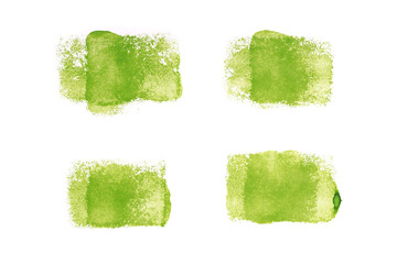 Poster - set of green watercolor strokes isolated on white background