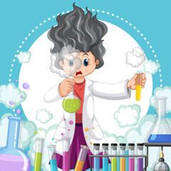 Wall Mural - a scientist experiment in the lab on template
