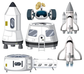 Wall Mural - set of spaceship objects