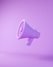 Purple Megaphone Speaker Icon Object Bullhorn Loudspeaker Communication Announcement Protest 3d Illustration Render