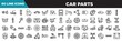 © VectorStockDesign - car parts line icons set. linear icons collection. car sump, car exhaust, silencer, trim vector illustration