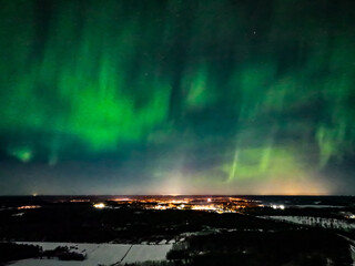 Sticker - Aurora Borealis, Northern lights above the countyside of Finland 01