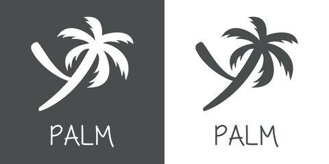 Sticker - Logotipo texto Palm con letra Y en tipografía con forma de silueta de palmera en fondo gris y fondo blanco