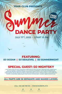 Template for summer party poster with sample text
