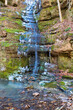 Vertical shot of a frozen waterfall in Little Grand Canyon, Shawnee National Forest, Illinois, USA