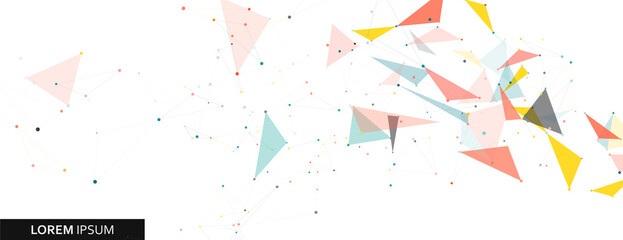 Poster - Network connection technology. Vector connect polygonal design. Color triangle concept